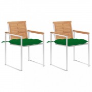 Záhradná stolička 2 ks teak / látka Dekorhome