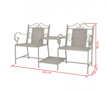 Záhradná oceľová dvojsedačková lavička