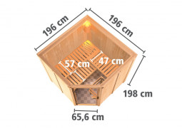 Interiérová fínska sauna 196 x 196 cm Dekorhome