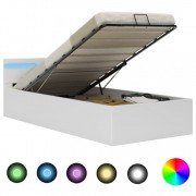 Posteľ s úložným priestorom a LED svetlom biela Dekorhome