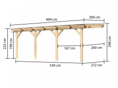 Drevená pergola CLASSIC 2C 604x300 cm Dekorhome