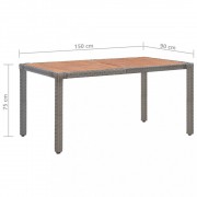 Záhradný stôl sivý polyratan / akácie Dekorhome