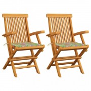 Záhradná stolička 2 ks teak / látka Dekorhome