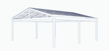 Hliníkový prístrešok na auto SOLAR ENERGO 6x6m s FVE 6,84 kW + batéria 6,2 kW