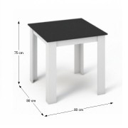 Jedálenský stôl 80x80 KRAZ biela / čierna