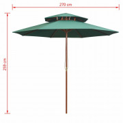 Dvojposchodový slnečník s drevenou tyčou Ø 270 cm Dekorhome
