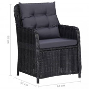 Záhradný bistro set 3 ks čierna / sivá Dekorhome