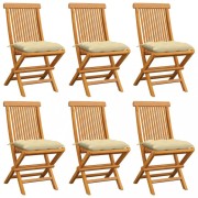 Záhradná stolička skladacia 6 ks teak / látka Dekorhome