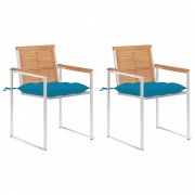 Záhradná stolička 2 ks teak / látka Dekorhome