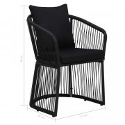 Záhradná stolička 2 ks s poduškami čierna Dekorhome