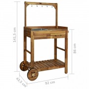 Záhradný kuchynský vozík akáciové drevo Dekorhome