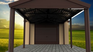 Montovaná garáž s čelným prístreškom