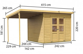 Drevený záhradný domček 415 x 265 cm s prístavkom Dekorhome