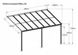 Hliníková pergola 4,34 x 3 m biela / polykarbonát Dekorhome