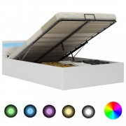Posteľ s úložným priestorom a LED svetlom biela Dekorhome