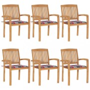 Záhradná stolička 6 ks teak / látka Dekorhome