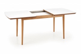 Jedálenský rozkladací stôl BARRET 90/190 biela / dub lefkas
