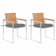 Záhradná stolička 2 ks teak / látka Dekorhome