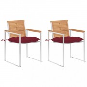 Záhradná stolička 2 ks teak / látka Dekorhome