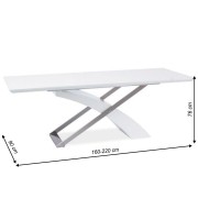 Jedálenský stôl rozkladací 160/220 KROS biela lesk