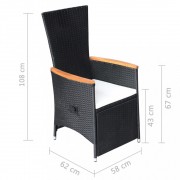 Záhradný jedálenský set 7 ks čierna / hnedá Dekorhome
