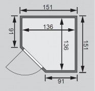 Interiérová fínska sauna 151 x 151 cm Dekorhome