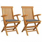 Záhradná stolička 2 ks teak / látka Dekorhome