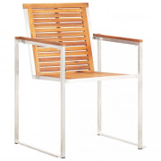 Záhradné stoličky 2 ks akáciové drevo / nerezová oceľ Dekorhome