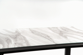 Rozkladací jedálenský stôl MARLEY biely mramor / čierna