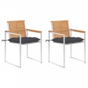 Záhradná stolička 2 ks teak / látka Dekorhome
