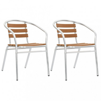 Stohovateľné záhradné stoličky 2 ks strieborná / hnedá Dekorhome