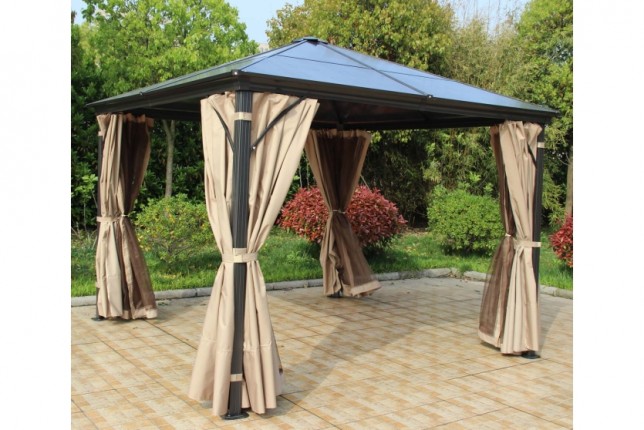 Pergola s bočnou stenou a moskytiérou 3x3m WH8401 Dekorhome