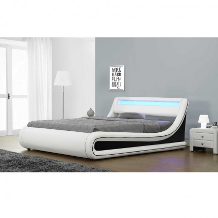 Manželská posteľ s LED osvetlením MANILA NEW biela / čierna
