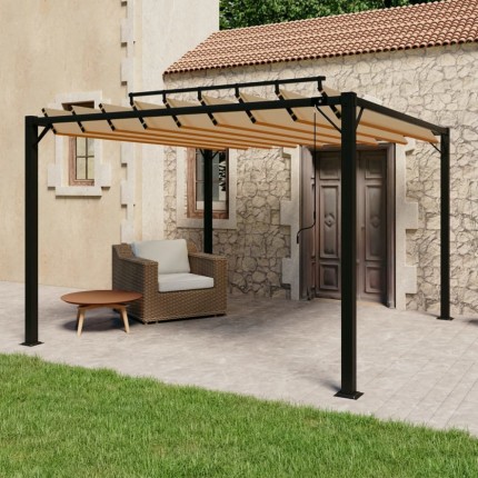 Pergola s lamelovou strechou 3 x 3 m hliník / látka Dekorhome