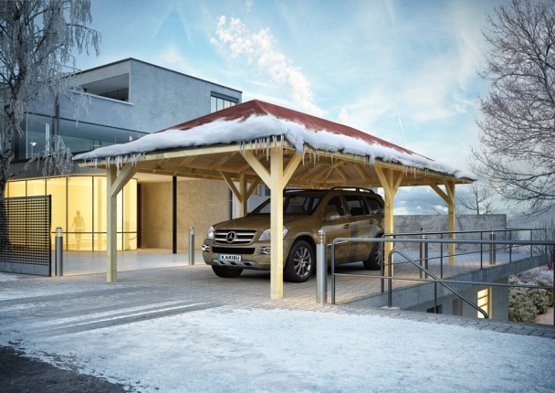 Drevený prístrešok / carport 338x592 cm Dekorhome