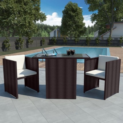 Záhradné bistro set polyratan 3 ks Dekorhome