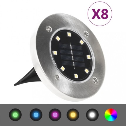 Solárne svetlo do zeme 8 ks LED RGB farba Dekorhome