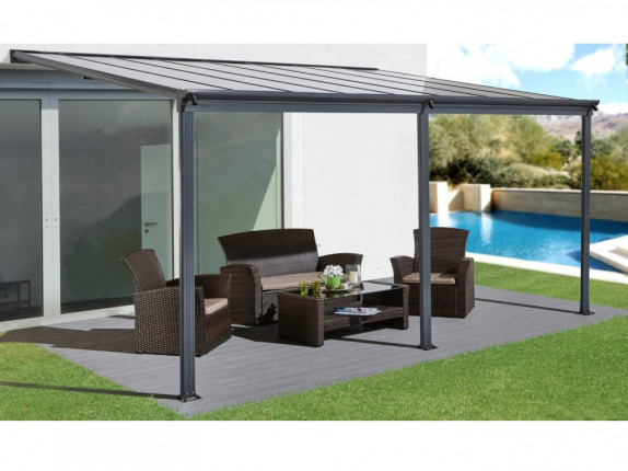 Hliníková pergola 4,34 x 3 m antracit / polykarbonát Dekorhome