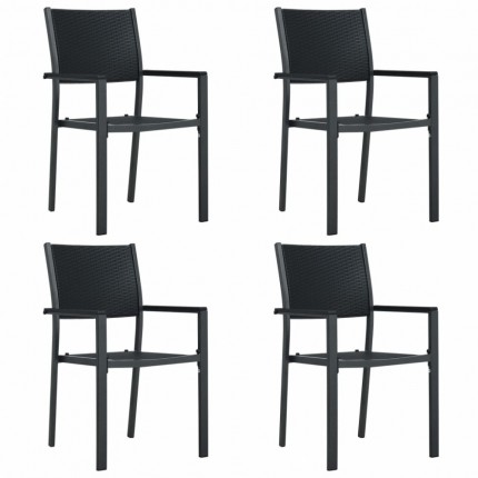 Záhradné stoličky 4 ks plast / oceľ Dekorhome