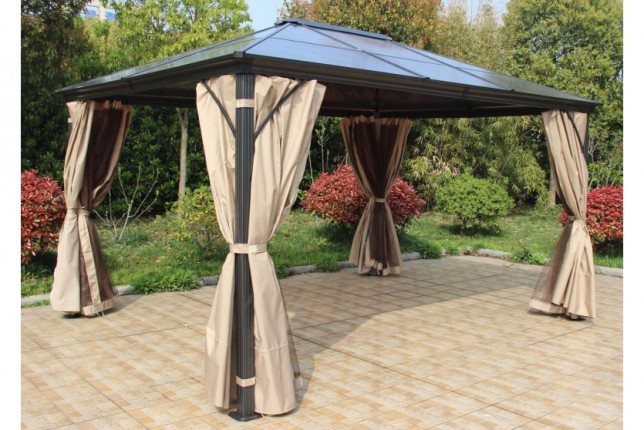 Pergola s bočnou stenou a moskytiérou 3x3,6m WH8403 Dekorhome