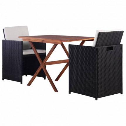 Záhradný bistro set 3 ks hnedá / čierna Dekorhome