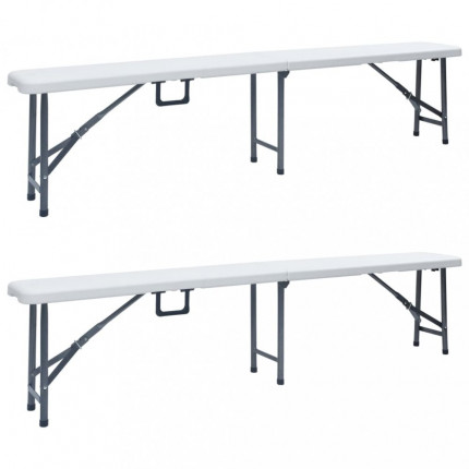 Skladacie záhradné lavice 2 ks 180 cm biela Dekorhome