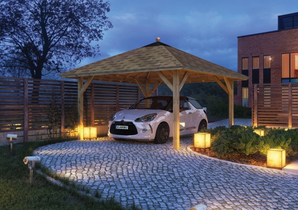 Drevený prístrešok / carport 431x431 cm Dekorhome