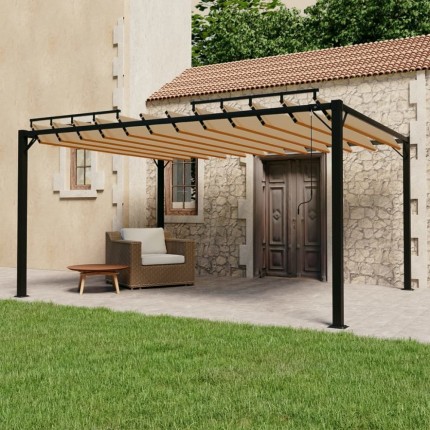 Pergola s lamelovou strechou 3 x 4 m hliník / látka Dekorhome