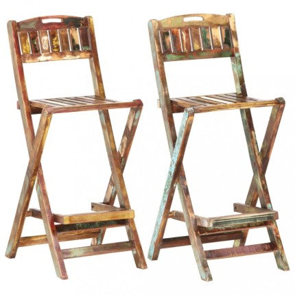 Skladacie záhradné barové stoličky 2 ks recyklované drevo Dekorhome