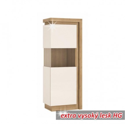 Vitrína LEONARDO LYOV01 dub riviéra / biela vysoký lesk