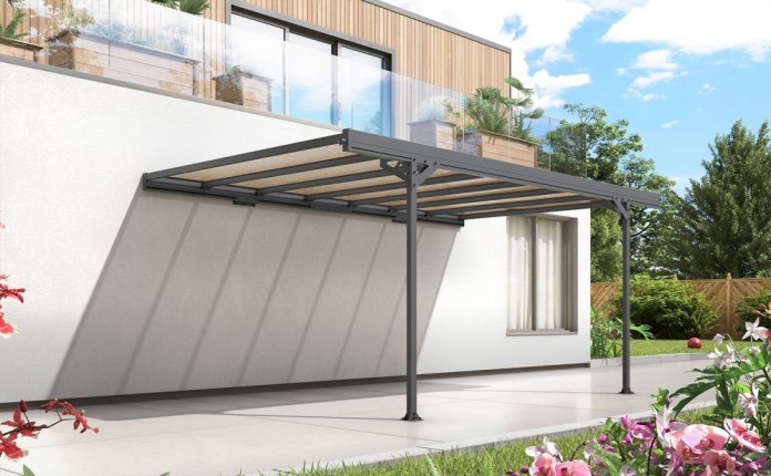 Kovový prístrešok / Carport ku stene 298 x 509 cm Dekorhome