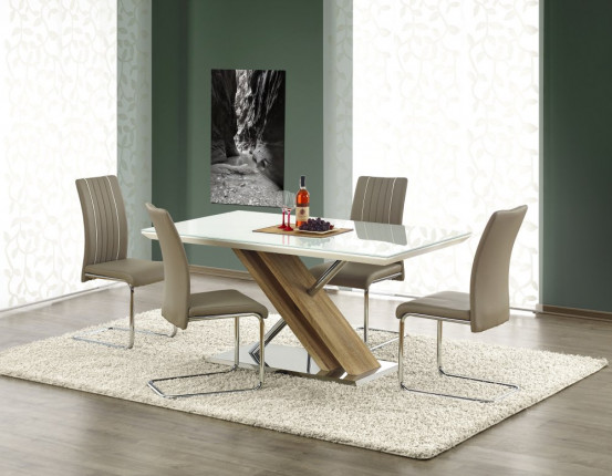 Jedálenský stôl NEXUS biely / dub sonoma