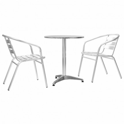 Záhradný bistro set 3 ks strieborná Dekorhome