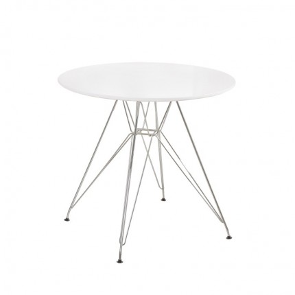 Jedálenský stôl okrúhly RONDY biela lesk / chróm